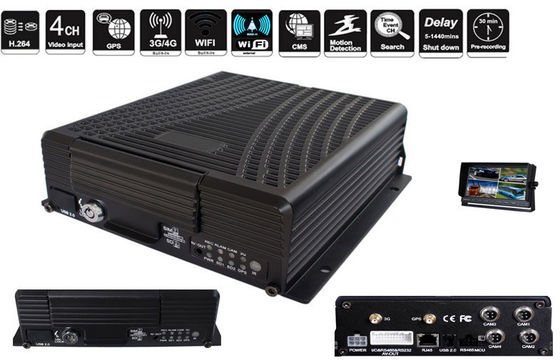 H.264 Harddisk GPS Mobile DVR 4-CH HDD GPS Tracking For Bus / Taxi