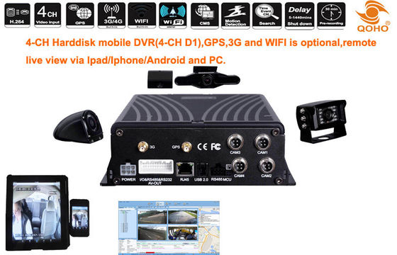 H.264 Harddisk GPS Mobile DVR 4-CH HDD GPS Tracking For Bus / Taxi